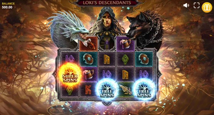 Loki's Descendants - initiating Serpent feature with diagonal Wilds